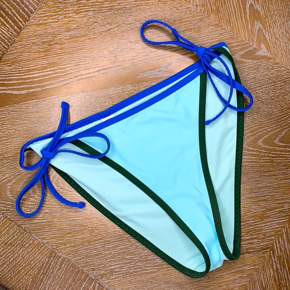 AERIE Blue Green Cheeky Side Tie Bikini Bottom